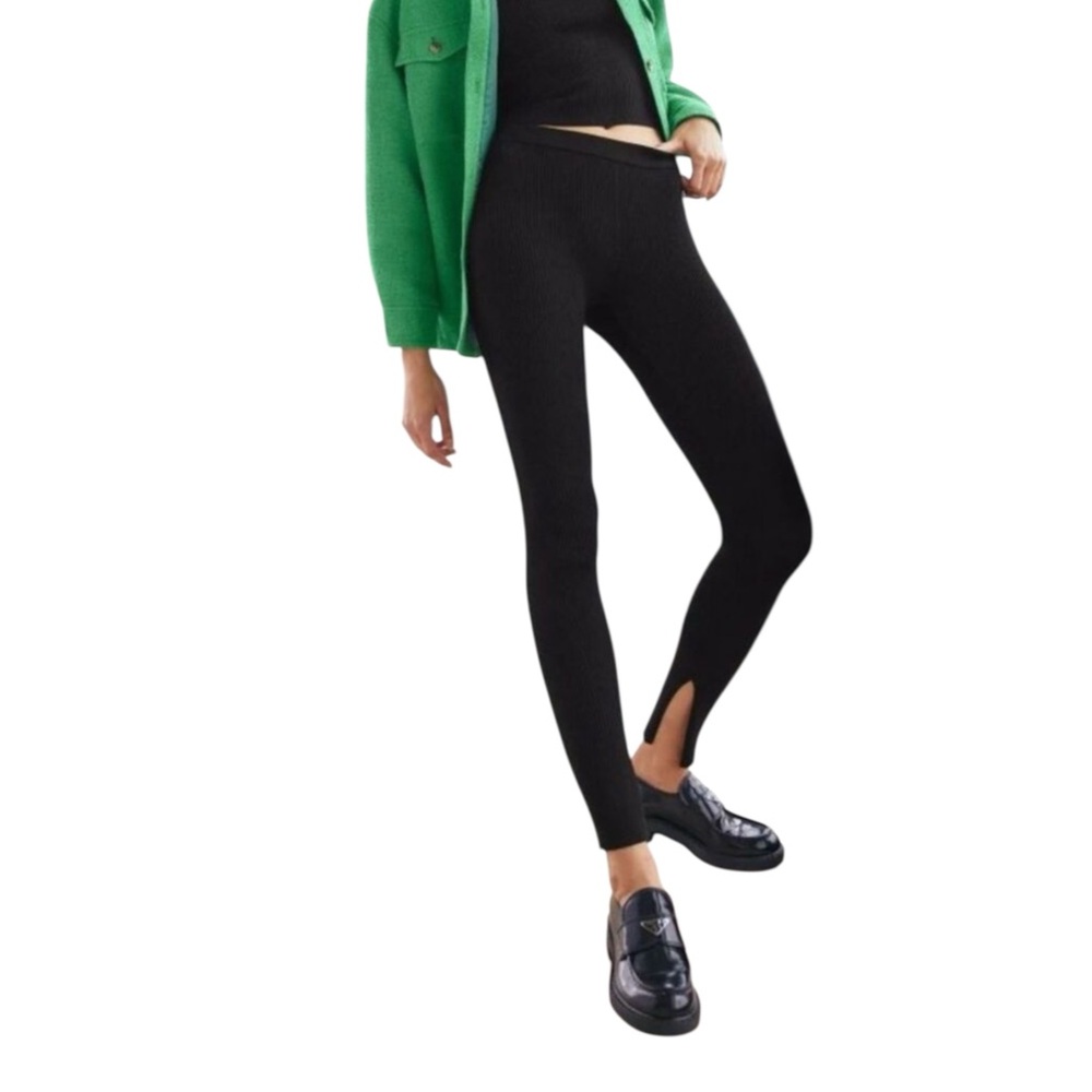 Aritzia Babaton Distill Ribbed Knit Leggings With Side Slit